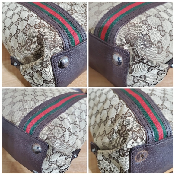 GUCCI GG Monogram Medium Web Handle Vertical Tote Bag Dark Brown - Picture 10 of 11